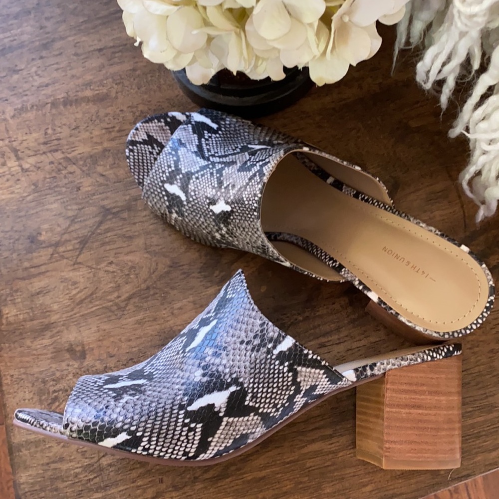 14th & Union Snakeskin Mule with Block Heel.